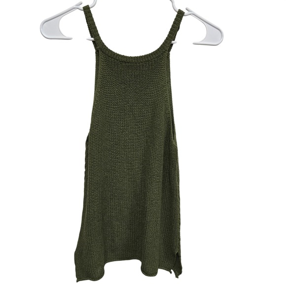 Rock & Roll Denim Womens Olive Green Knit Tank Top High Low Small 49-3235 - Picture 2 of 9